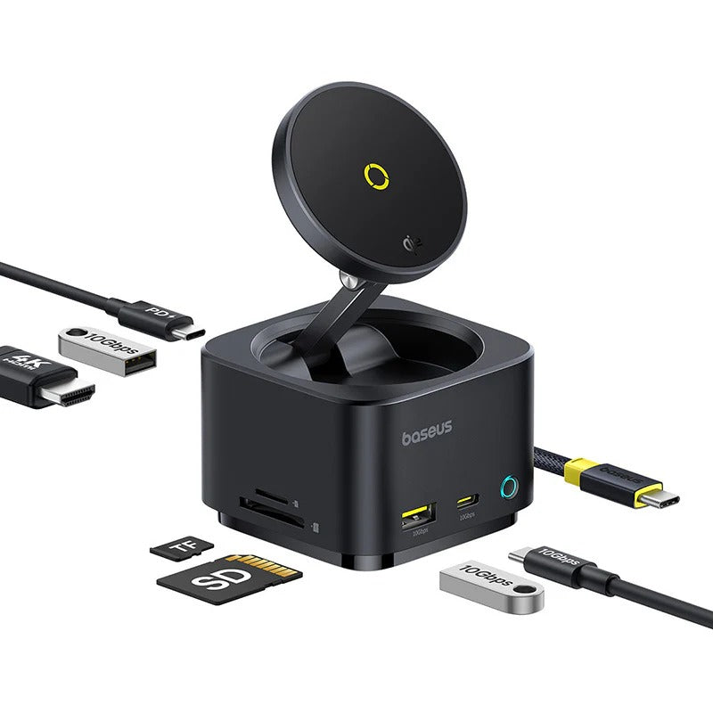 Baseus Magpro Series Ii 7-In-1 Hub Magnetic Wireless Charging 15W Cosmic Black(Usb-C To 1*Hdmi4K@60H