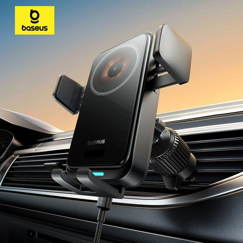 Os-Baseus Wisdom Pro Auto Coil Alignment Car Mount Wireless Charger Air Cosmic Preto