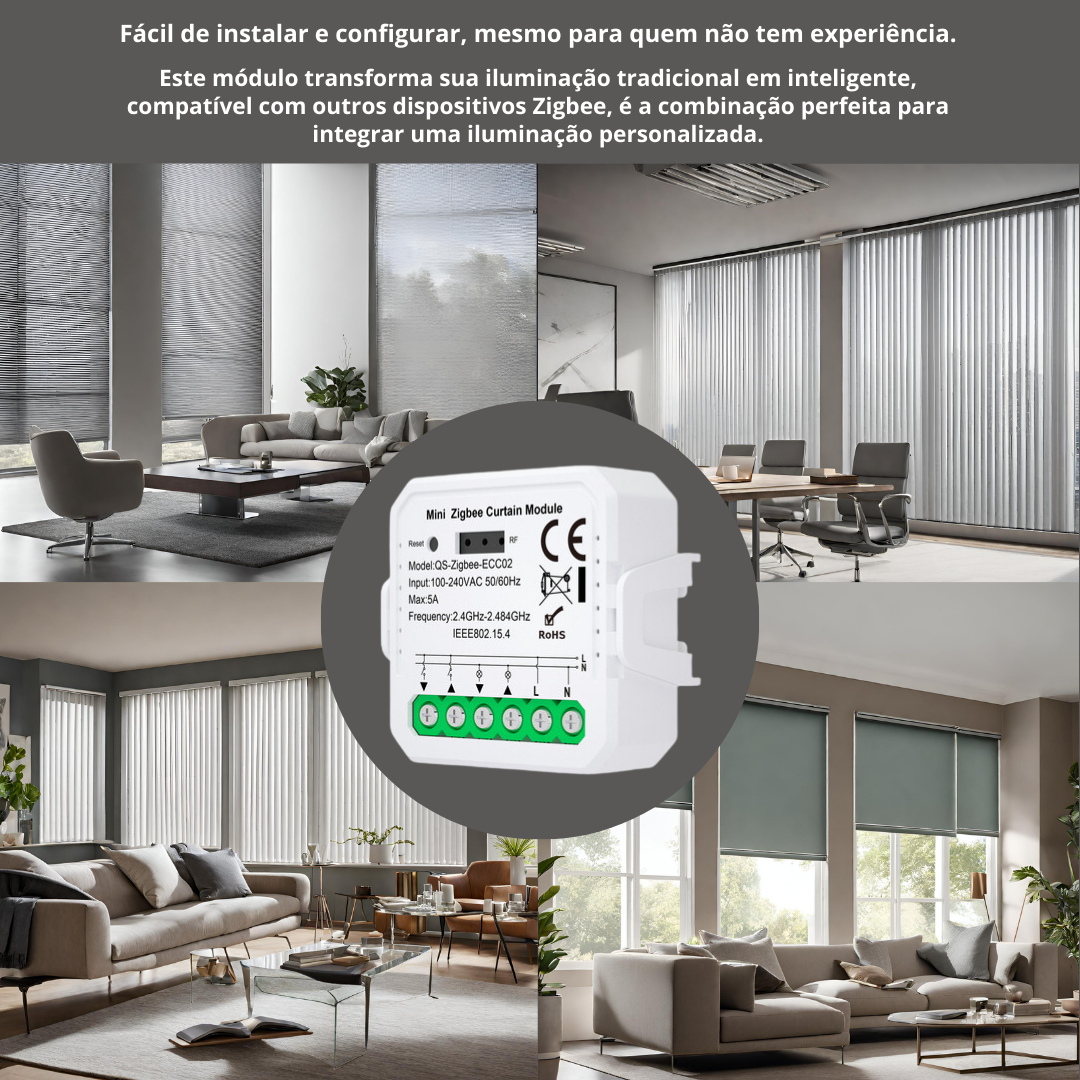 Mini Módulo para Estores Zigbee 3.0 com Percentagem Tuya / Smartlife