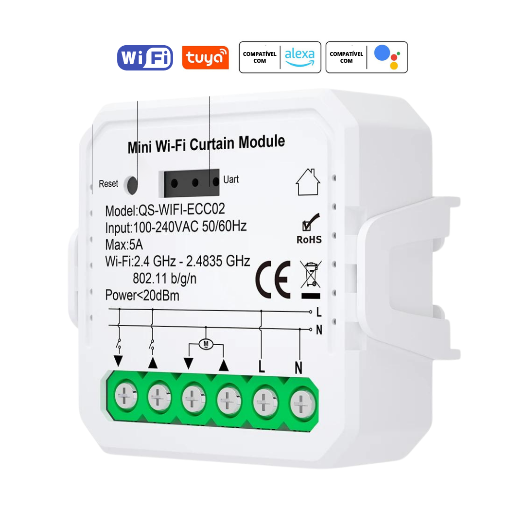 Mini Módulo Wi-Fi para Estores c/ Percentagem - Tuya / Smartlife