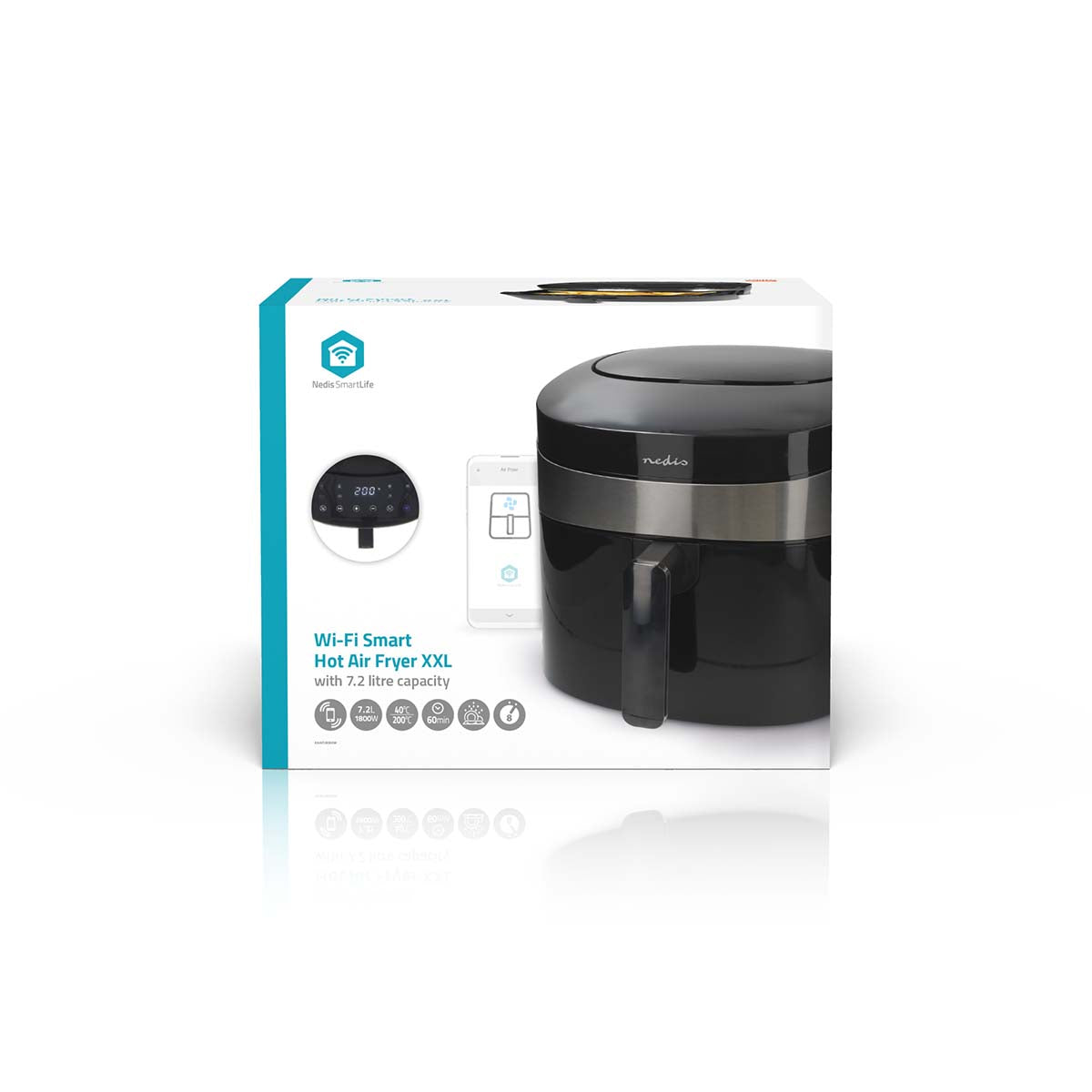 Fritadeira a Ar Quente Inteligente XXL Wi-Fi - Nedis - Tuya / SmartLife