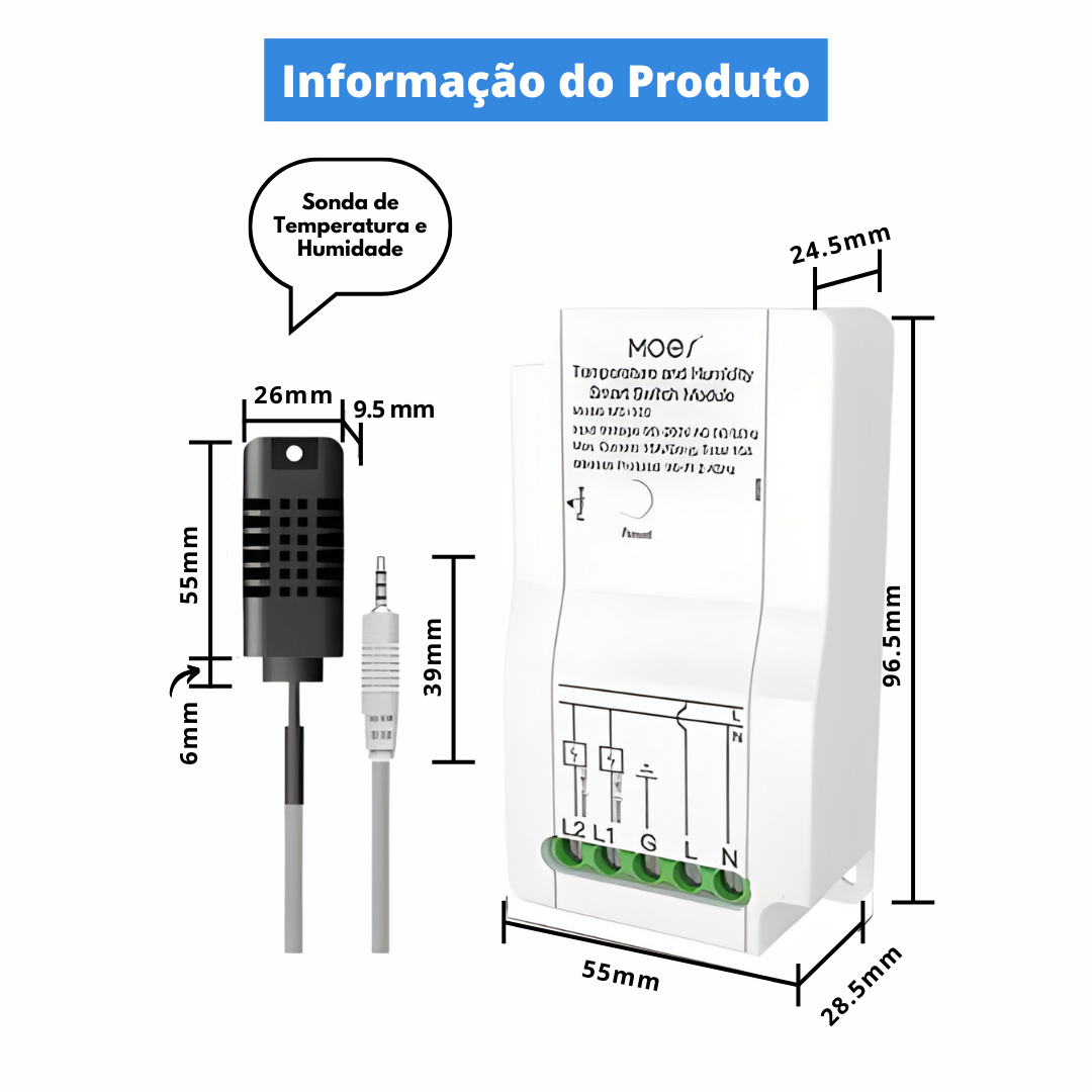 Módulo Interruptor Wi-Fi com Controlador de Temperatura e Humidade - Ambiental