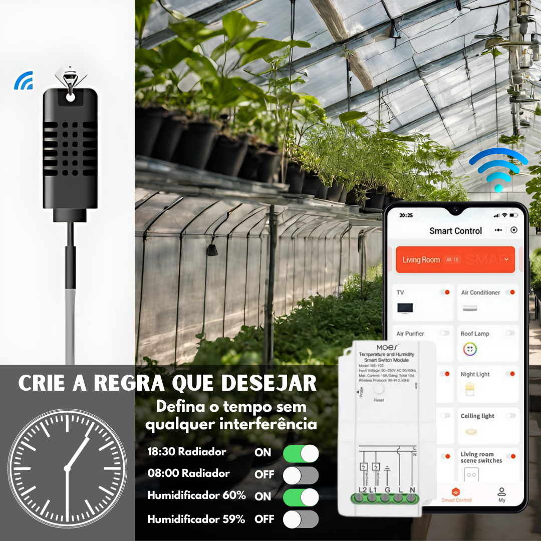 Módulo Interruptor Wi-Fi com Controlador de Temperatura e Humidade - Ambiental