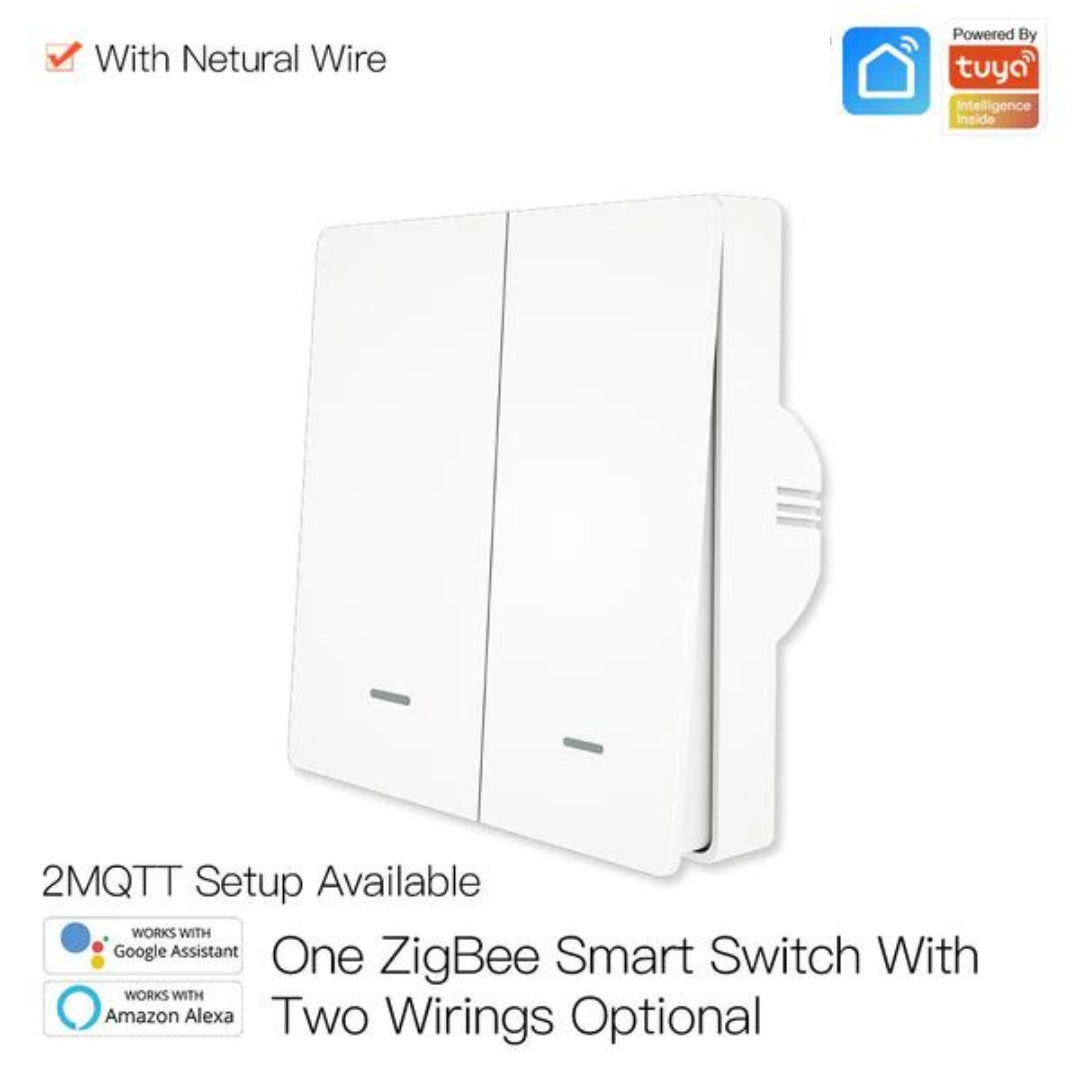 Interruptores Push - 2 Teclas - WiFi - Branco - Tuya / Smartlife - Funciona c/ Neutro