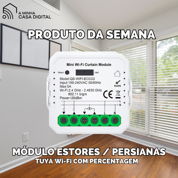 Mini Módulo Wi-Fi para Estores c/ Percentagem - Tuya / Smartlife