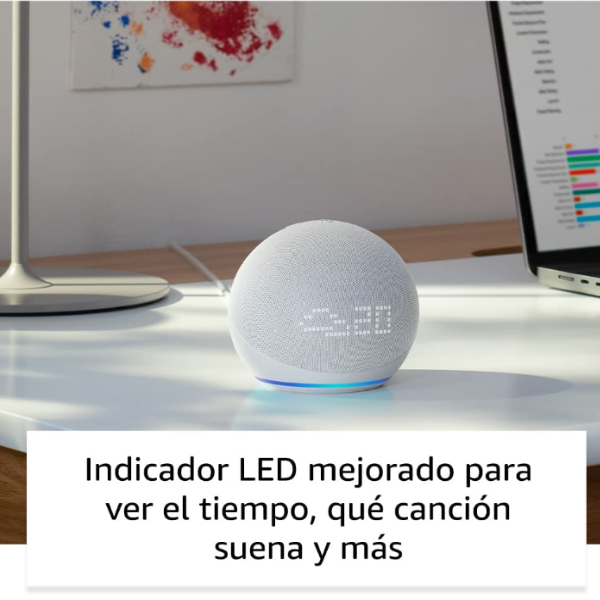 Echo Dot 5ª geração (modelo 2022) com Relógio / Smart Speaker com relógio e Alexa / Branco