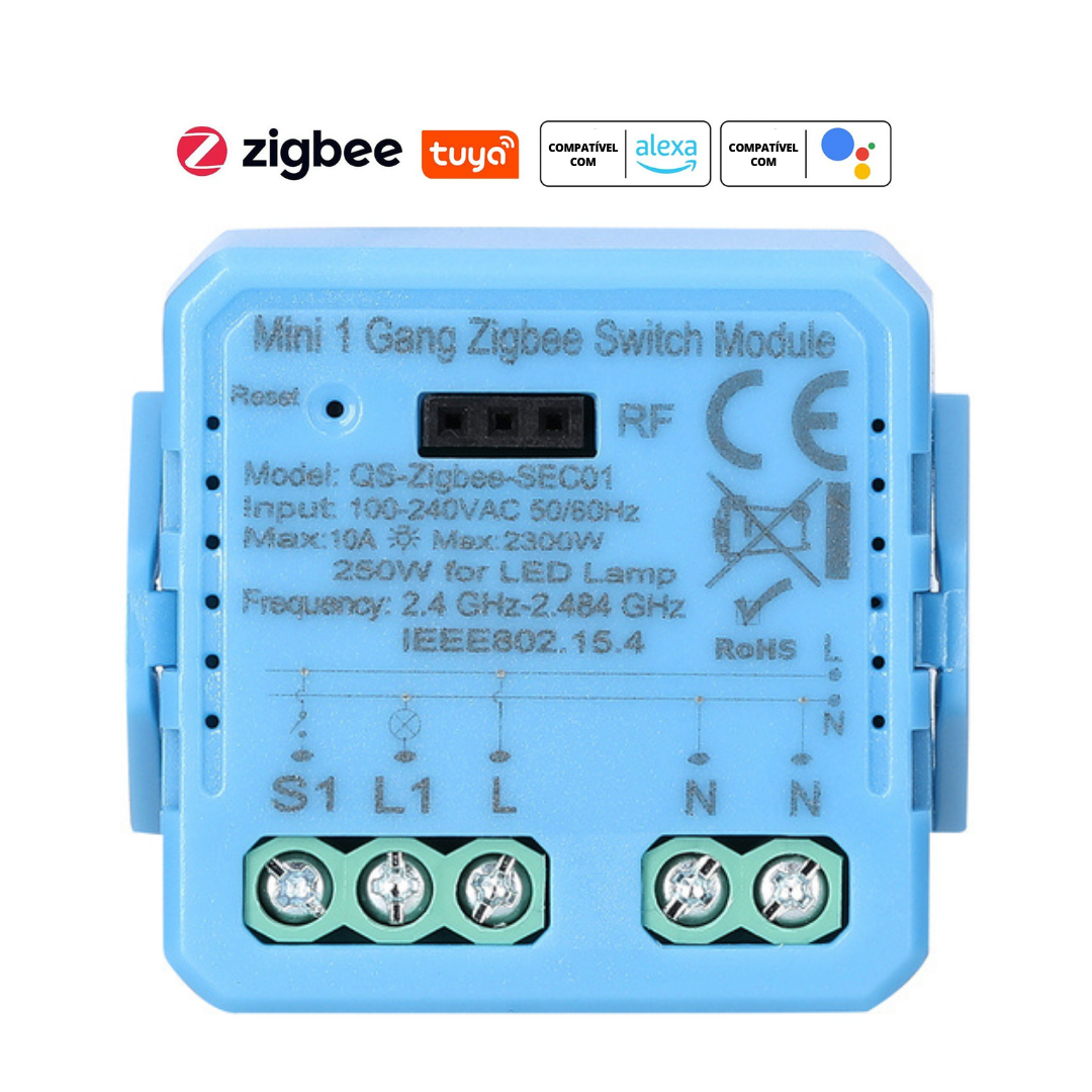 Mini Módulo de Luzes Simples (1 gang) – Zigbee 3.0 – Tuya / Smartlife