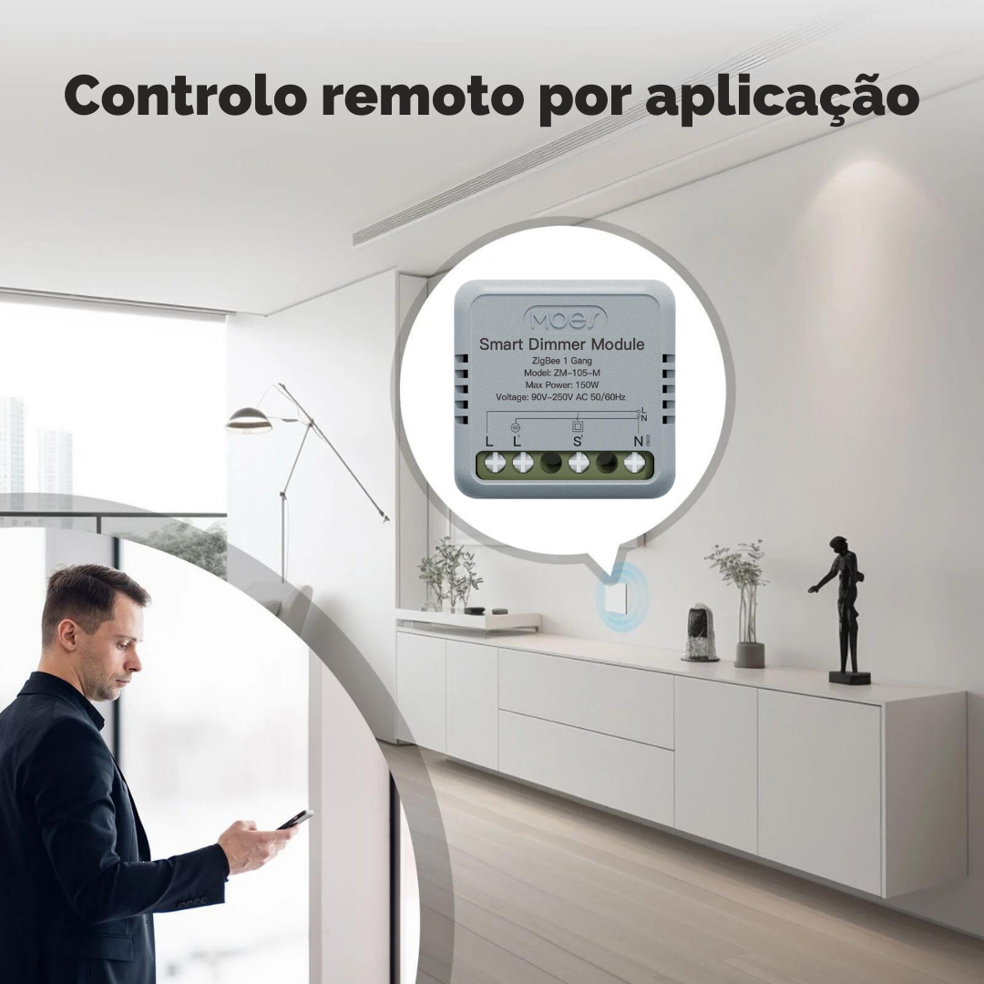 Mini Módulo Zigbee Moes para Luzes Dimmer - Tuya / Smartlife