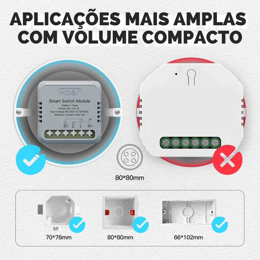 Mini Módulo Zigbee Moes para Luzes - Tuya / Smartlife