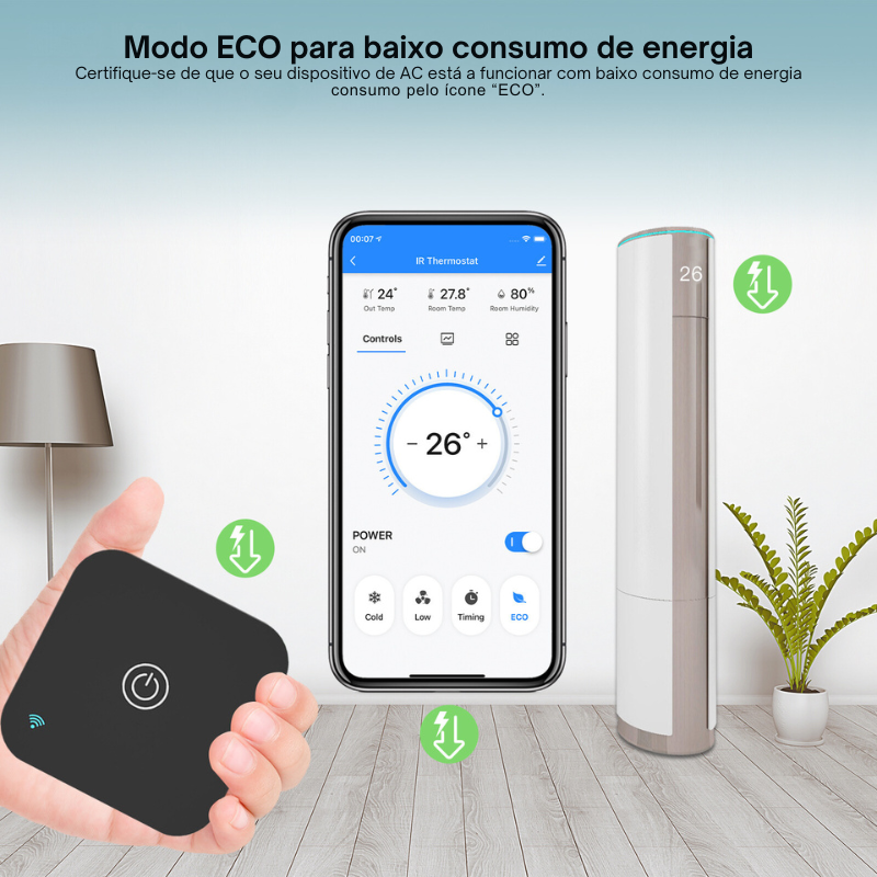 Termostato Inteligente com Infravermelhos para Ar Condicionado - Tuya / Smartlife