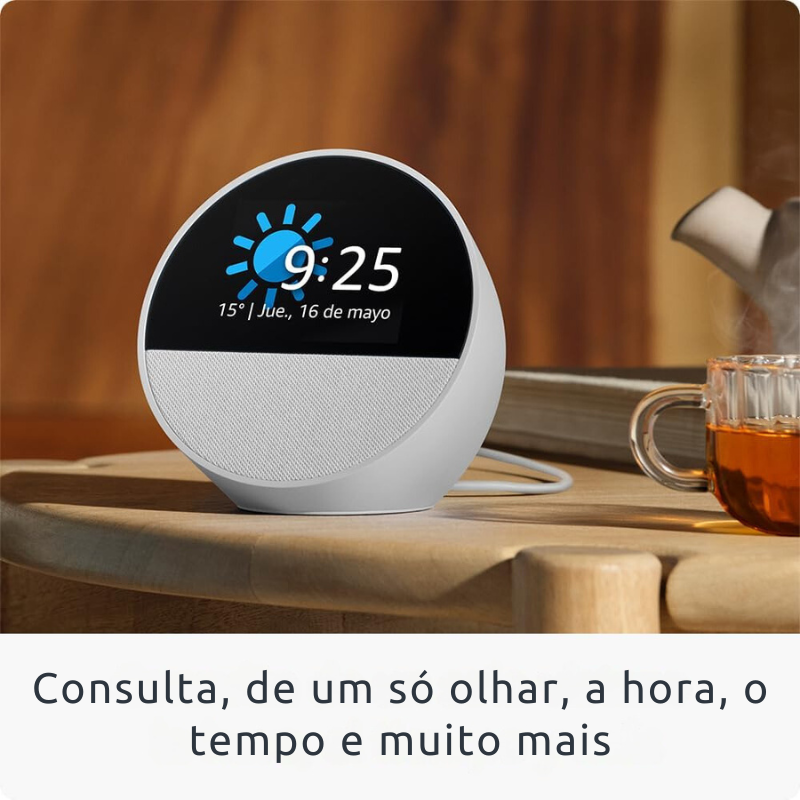 Novo Echo Spot, Relógio inteligente com alarme e som vibrante + Alexa