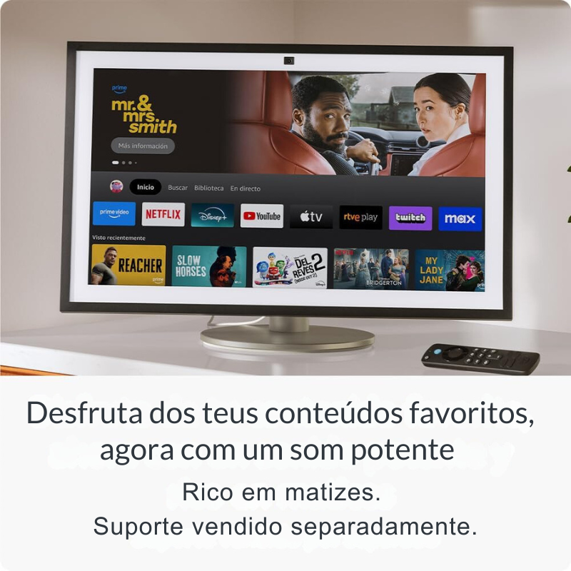 Amazon Echo Show 21 |Ecrã inteligente HD de 21" com Fire TV integrado, som rico e potente, reprodução de streaming HD imersivo e Alexa