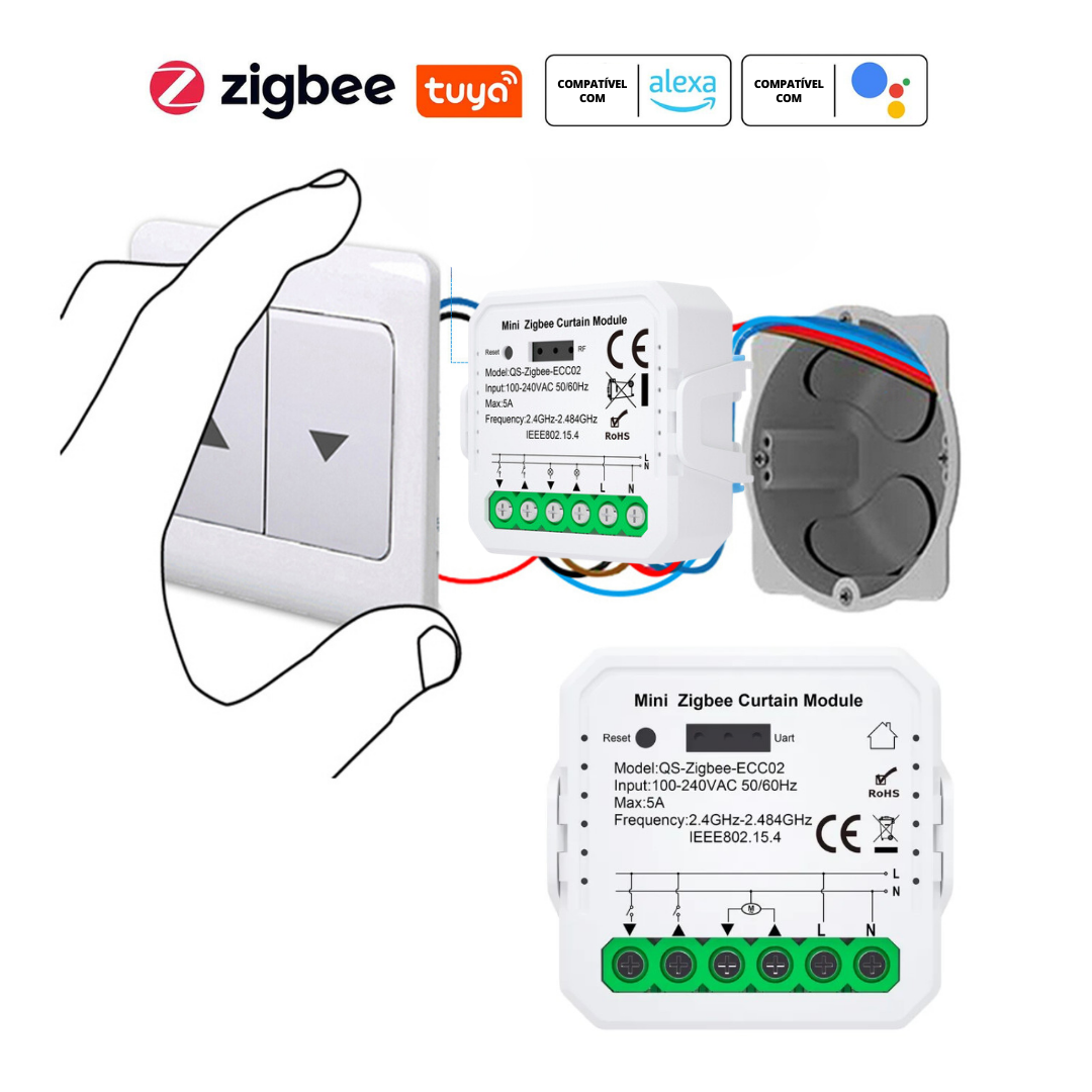 Mini Módulo para Estores Zigbee 3.0 com Percentagem Tuya / Smartlife