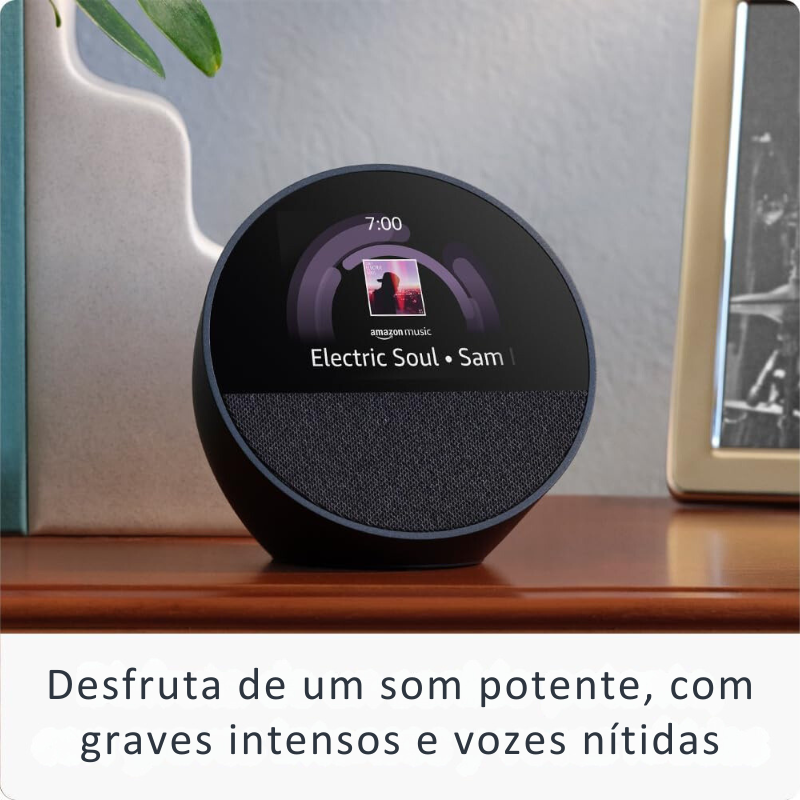 Novo Echo Spot, Relógio inteligente com alarme e som vibrante + Alexa