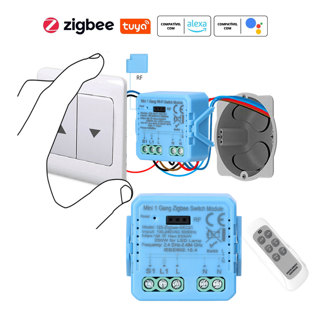 Mini Módulo de Luzes Simples (1 gang) – Zigbee 3.0 – Tuya / Smartlife