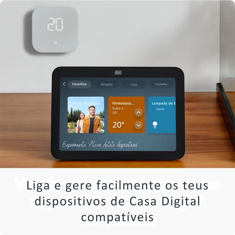 Echo Show 8 (3.ª geração, modelo de 2023) | Ecrã tátil inteligente de alta definição com áudio espacial, controlador de Casa Digital e Alexa