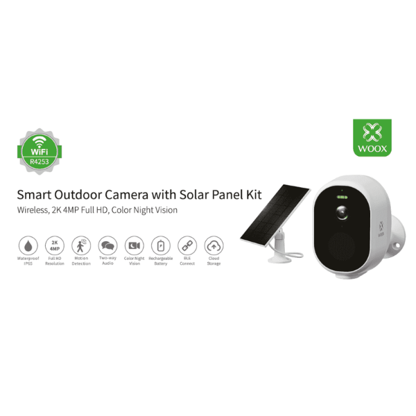 Câmara de Segurança Externa sem Fio / com Painel Solar / Tuya / SmartLife - Branco