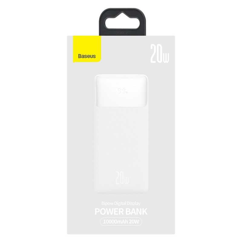PowerBank Carregamento Rápido Bipow Display Digital 10000mah 20W Branco Overseas Edition