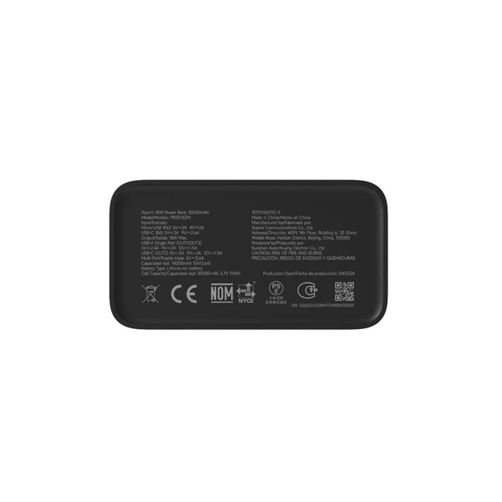 18W Power Bank 30000mAh