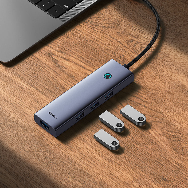 Os-Baseus Ultrajoy Series 4-Port Hub Space Cinza Type-C To Usb3.0