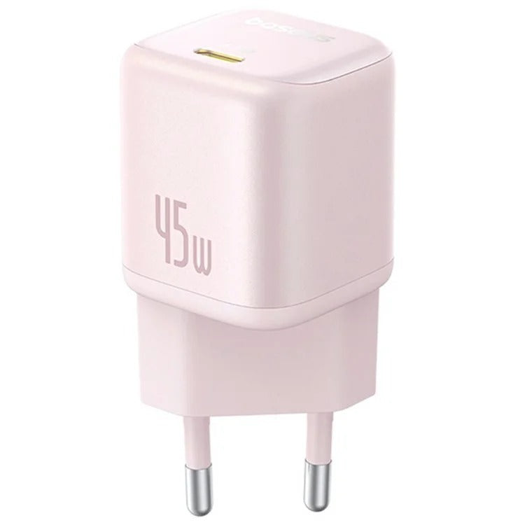 Carregador baseus picogo gan 1c 45w eu baby pink