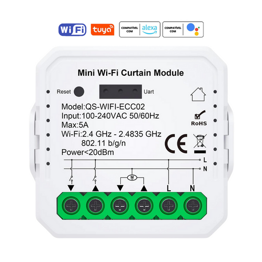 Mini Módulo Wi-Fi para Estores c/ Percentagem - Tuya / Smartlife