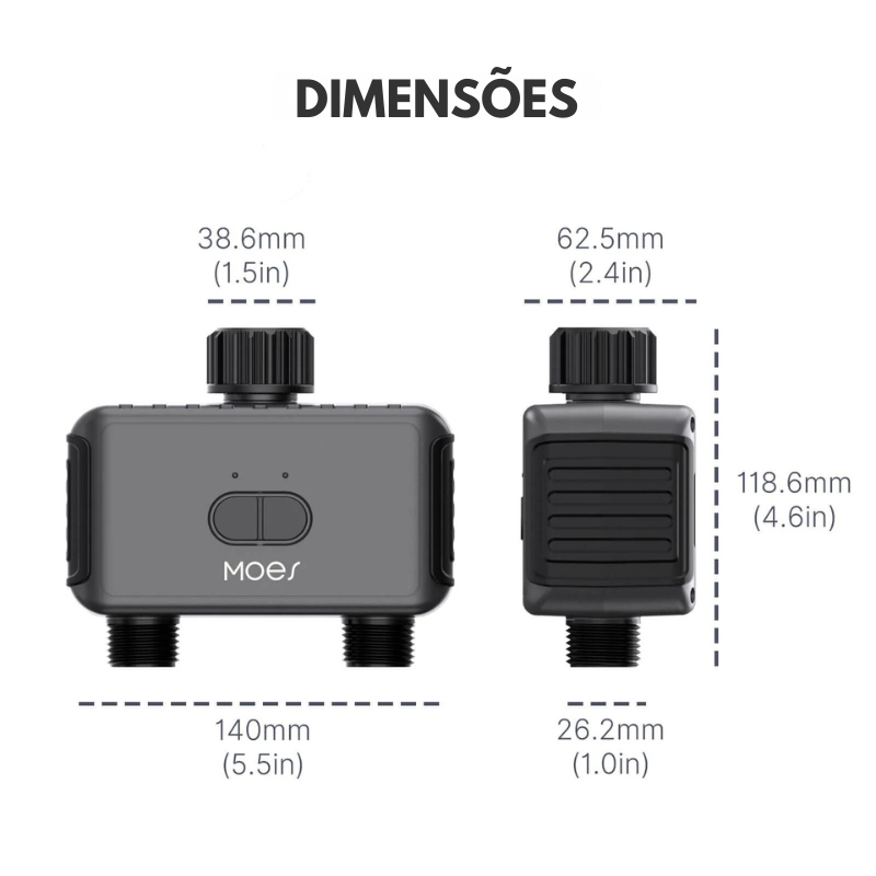 Rega Inteligente Dupla Bluetooth - Moes - Tuya / Smart Life