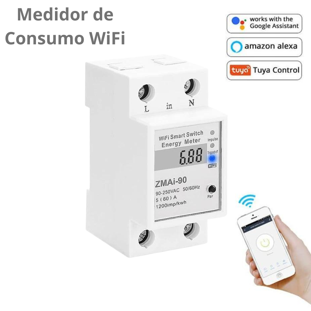 Medidor de Consumo Wi-Fi 50/60A Monofásico - Tuya / Smartlife
