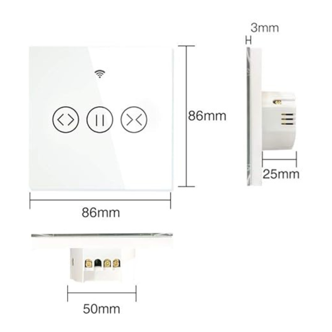 Interruptor Touch de Estore Wi-Fi + RF com Percentagem - Branco - Gama Simple Touch - Tuya / Smartlife - WS-EUR-C