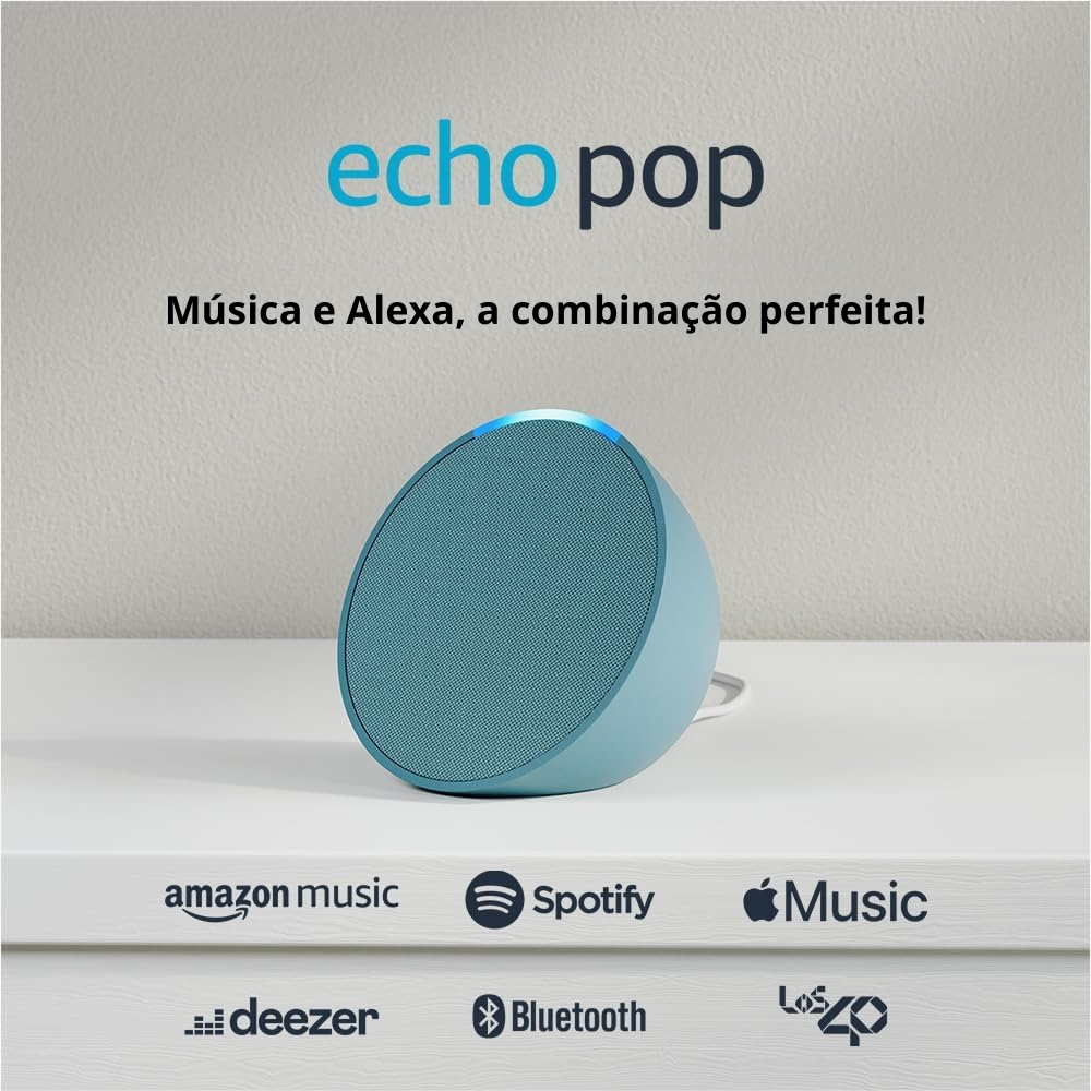 Echo Pop - Verde Azulado - Alexa - WIFI e Bluetooth