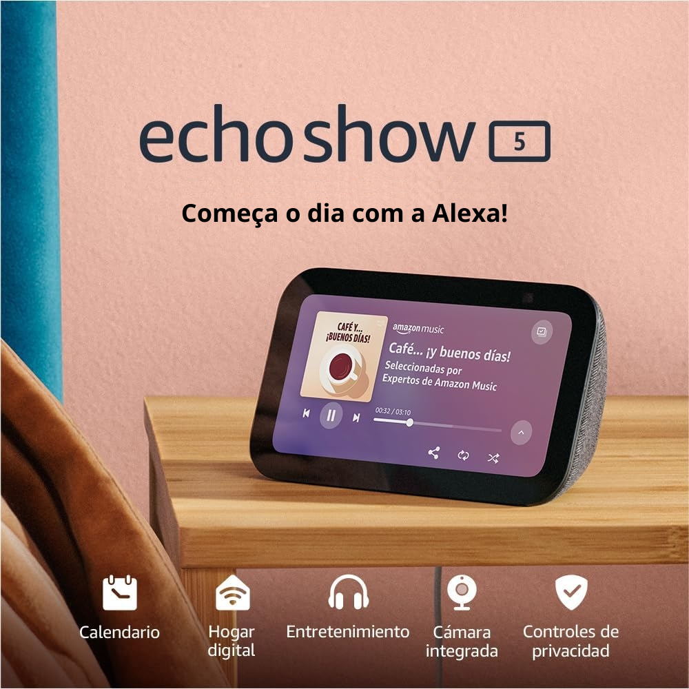 Echo Show 5 / 3ª geração / Display Inteligente com Alexa e câmara de 2 MP / Preta