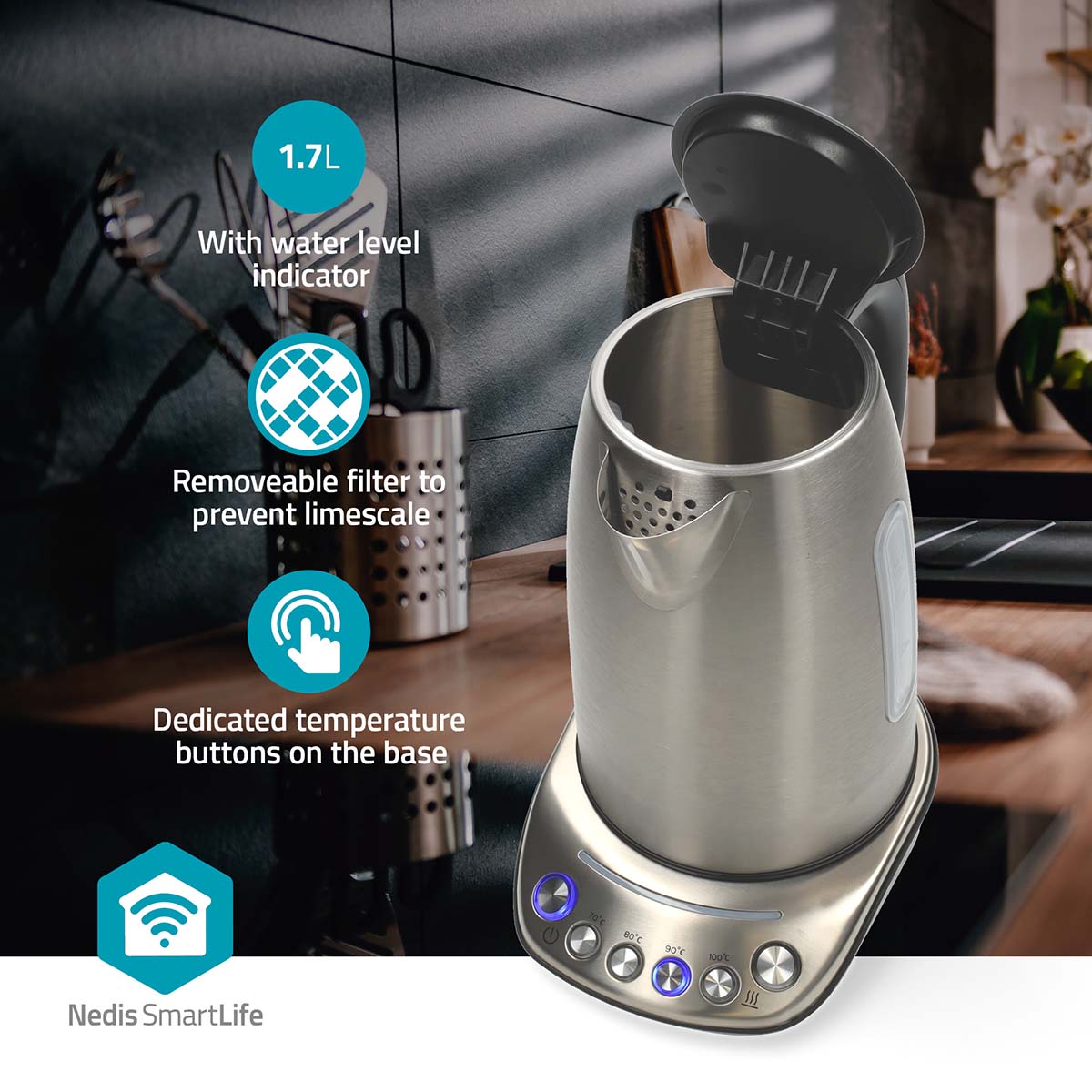 Chaleira Inteligente Wi-Fi - Nedis - Tuya / SmartLife