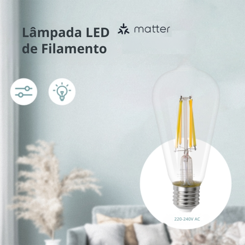Lâmpada Filamento E27 - Matter over Wi-Fi - Tuya / Smartlife