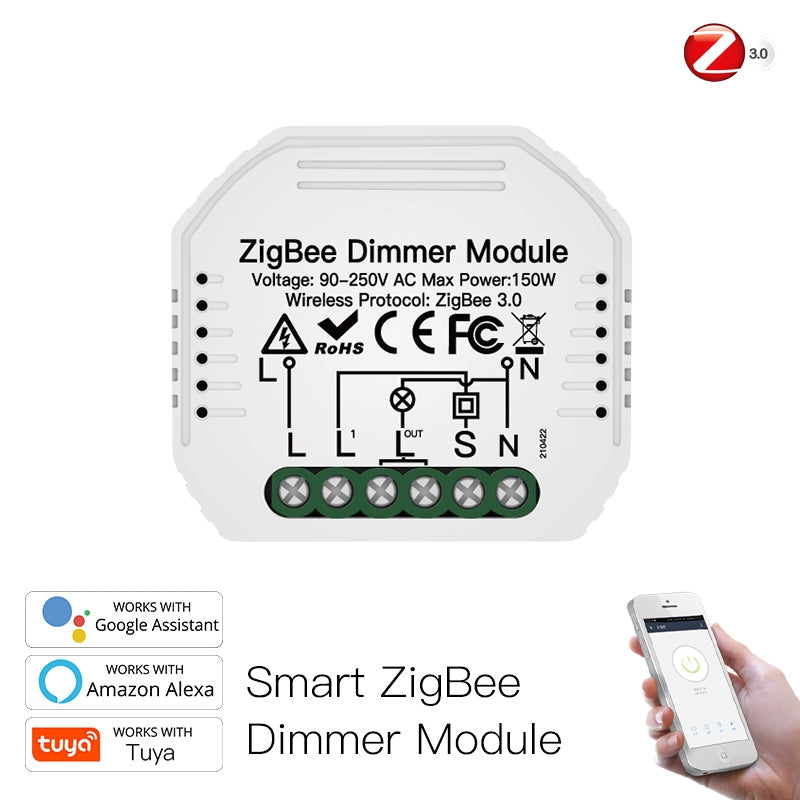 OUTLET: Módulo de Luzes Dimmer - Zigbee 3.0 para Interruptor Simples - Tuya / Smartlife - MS-105Z