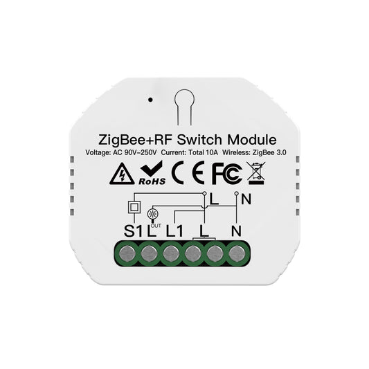 Módulo de Luzes Simples - Zigbee 3.0 + RF para 1 Interruptor - Tuya / Smartlife - MS-104Z