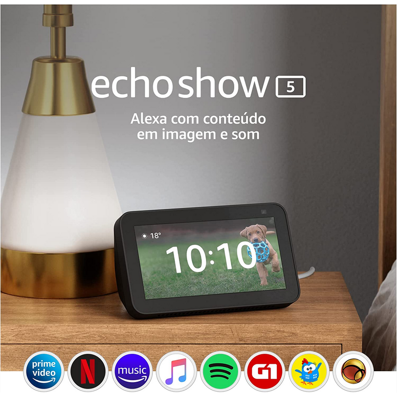 Echo Show 5 / 2ª geração/ modelo 2021 / Display Inteligente com Alexa e câmara de 2 MP / Preto