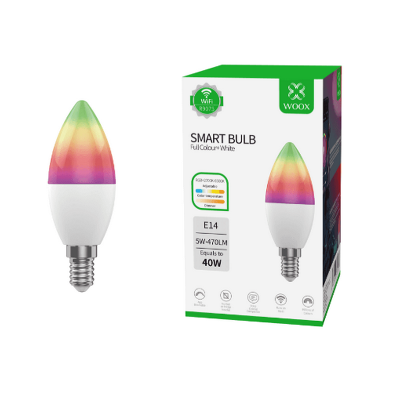 Lâmpada Woox LED RGB + CCT Smart WiFi E14 / Tuya / Smart Life