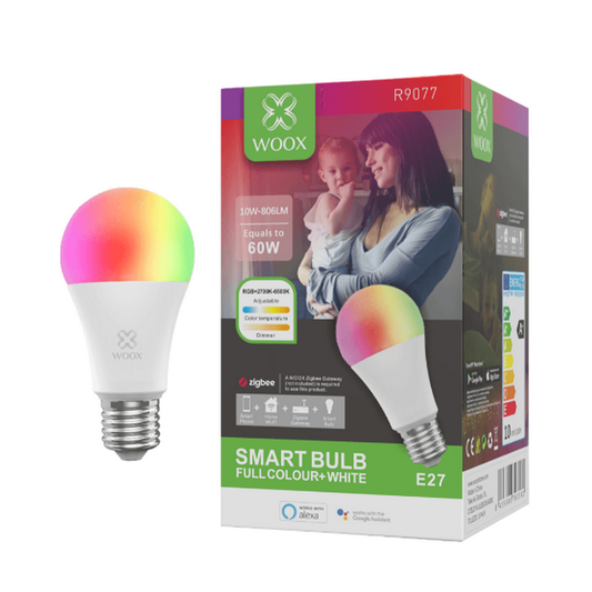 Lâmpada Woox Zigbee LED RGB + CCT Zigbee E27 inteligente / Tuya / Smart Life